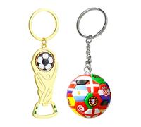 2-piece National Flag Soccer Ball Keychain, Bottle Opener Keychain, Novel Soccer Ball-Shaped Beer Bottle Opener Keychain, World Cup Keychain, Unisex, Portable Everyday Keychain Gift (1)