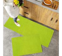 2 Piece Non-Slip Kitchen Mat,Lime Green Empty Backdrop Blurry Off Focus Pastel Toned Shade Color Spring Theme Abstract Apple,Rubber Backing Doormat Kitchen Floor Mat Runner Rug Set 40x60 cm+40x120 cm