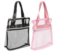 2 Piece Nylon Mesh Shower Toiletry Bag for Camping and Beach | Quick Drying, Easy View Contents, Sturdy Build, Breathable Design, Handy Handle, Bath and Gym Use