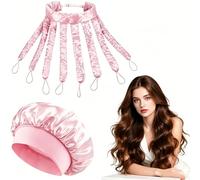 2-Piece Octopus Heatless Hair Curler Set, No-Heat-Styling for Overnight-Sleep-In Curls, Silk-Satin-Soft Hair Rollers for Medium-Long-Hair, Pink Lazy Hair Curler Styling Kit