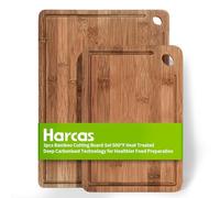 2 Piece Organic Bamboo Chopping Board Set by Harcas. 3 Sizes. Beautifully Crafted. Perfect for Serving Cheese or Antipasti, Cutting Meat, Vegetables or Fruit