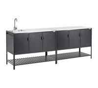 2 Piece Outdoor Kitchen Set with Sink MAENZA Metal Black