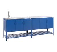 2 Piece Outdoor Kitchen Set with Sink MAENZA Metal Blue