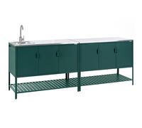 2 Piece Outdoor Kitchen Set with Sink MAENZA Metal Green