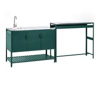 2 Piece Outdoor Kitchen Set with Sink MAENZA Metal Green