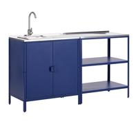 Beliani 2 Piece Outdoor Kitchen Set With Sink Vilama Metal Blue