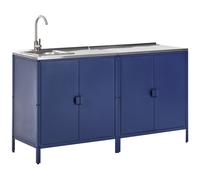 Beliani 2 Piece Outdoor Kitchen Set With Sink Vilama Metal Blue