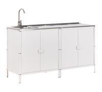 Beliani 2 Piece Outdoor Kitchen Set With Sink Vilama Metal White, White