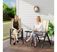 Outsunny 2PCs Rattan Folding Chair w/ 5-Position Adjustable Backrest, Orange - Orange - Steel, PE Rattan - 60.5W x 77D x 105H cm