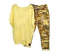 2 Piece Outfit for Women UK Clearance Tracksuit Sets Half Sleeve Crewneck Graphic Print Shirts Drawstring Camouflage Trousers With Pockets Home Wear Suit Casual Loose Lounge Holiday Beach Sets