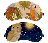 2 Piece Owl Full Moon Forest Night Eye Mask for Side Sleeper, Sleeping Mask, Sleep Eye Mask, Soft Eye Shade Cover for Travel, Nap, Plane, Light Blocking