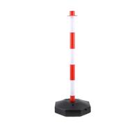 2-Piece Parking Bollard Kit, 33.5 in, PE Plastic Traffic Bollard with Water Filled Base, Red White or Black Yellow Warning Bollard, Includes Reflective Chain, for Lane/Traffic Control(Red White)