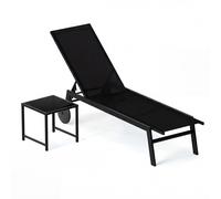 2 Piece Patio Chaise Lounge Set with Tempered Glass Table and Wheels - TJ Hughes