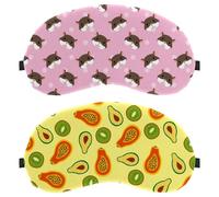 2 Piece Pawpaw Avocado Fruits Pattern Sleep Mask for Side Sleeper Men Women, Light Blocking Eye Mask Cover Eyeshade with Adjustable Strap, Night Blindfold