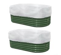 2 Piece Plant Cover Set Winter Frost Protection Adjustable Drawstring Non-Woven Fabric Fit for Square Plant Pots 126x61x50cm White Green Beige Secure(White)