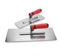 2 Piece Plastering Trowel Set, Stainless Steel 205x75mm & 280x100mm | Helps apply and smooth plaster, cement and filler for builders, decorators and DIY projects.