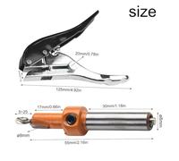 2-Piece Plier-Style Card Paper Hole Punch Set Having Adaptable Depth (1-20 mm) Plus Carbide-Tipped Countersink Drill for Edgebanding Thin Veneer PVC Cardboard - 8 Mm Diameter