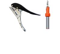 2-Piece Plier-Style Hole Punch Set with Adjustable Depth & Countersink Drill for Woodworking, Edgebanding, Cardboard, PVC, and Thin Veneer - 8 mm Diameter, 1-20 mm Depth Range, Iron and Allo