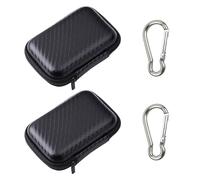 2-Piece Portable Cable Organizer with Carabiner, Earphones, EVA Storage Box, Universal Earphone Case, Small Data Cable Bag (Black)