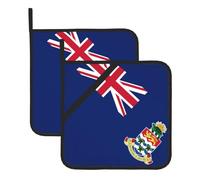 2-Piece Pot Holders Set,the Cayman Islands Flag Print Heat Resistant Hot Pads with Pocket, Oven Mats for Baking Cooking & BBQ, Non-Slip Kitchen Trivets for Pans