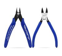 2-Piece Precision Flush Cutters & Wire Cutters Set - 5 Inch Mini Diagonal Cutters & Side Cutters - High Carbon Steel Spring-Loaded Pliers for Jewelry Making, 3D Printing, Electronics, Model Building