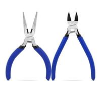 2-Piece Precision Pliers Set - 5 Inch Mini Needle Nose Pliers & Wire Cutters - High Carbon Steel Spring-Loaded Jewelry Pliers for Crafting, Model Making, Electronics, Wire Cutting