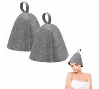 2-Piece Premium Wool Felt Sauna Hat Set - Breathable & Flexible Steam Room Headwear for Spa Sessions, Thermal Protective Bath Accessories for Hot/Dry Sauna Use