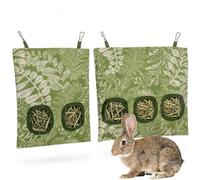 2-Piece Rabbit Hay Feeder Set, 3-Hole and 2-Hole Hanging Hay Bag Combo, Guinea Pig Hay Feeder for Small Animal Cages and Farm Enclosures