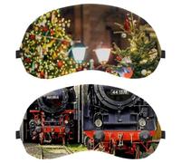 2 Piece Railway Steam Train Locomotive Sleep Mask, Light Blocking Sleeping Eye Mask for Women Men, Night Blindfold, Breathable Eye Mask Cover