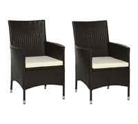 2 Piece Rattan Garden Chairs Patio Bistro Armchair Set Dark Coffee Brown