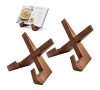 2 Piece Recipe Book Stand, Cookbook Holder for Kitchen Use, Wooden Book Stand with Adjustable Angle, Farmhouse Cook Book Stand for Reading Hands Free, Size 18.5 x 16 x 12.5 cm