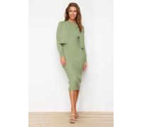 2 Piece Ribbed Midi Dress with Matching Cardigan Set HOXTON GAL Mint L