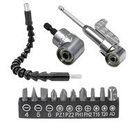 2 Piece Right Angle Drill Attachment, 105 Degree Right Angle Drill Adapter Right Angle Screwdriver, Angle Drills Accessory Suitable for Precision Drilling Woodworking Home Repairs