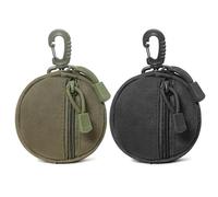 2-Piece Round Coin Wallet, Cute Mini Coin Wallet, Multi-Functional Waterproof Storage Bag, Outdoor Convenient Small Hanging Bag, Simple Solid Color Bag.