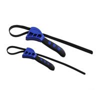 2 Piece Rubber Band Wrench for Plumbing and Glass Opening, Adjustable Strap for Gripping Irregularly Shaped Objects (Blue Black)