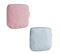 2-Piece Sanitary Pad Organiser Set | Zippered Storage Pouches for Feminine Hygiene Products | Compact Travel Bag for School, Work & On-The-Go Use | Pink & Blue Colour Options