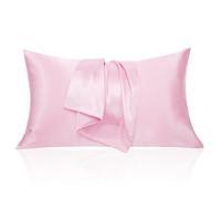 2 Piece Satin Pillowcase for Hair and Skin Similar to Silk Pillow Cases with Envelope Closure Cooling Pillow Cases for Sleeping Gifts for Women Men (20"x30" Queen Size,Pink)