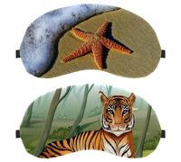 2 Piece Scary Tiger Rest at The Forest Sleep Mask for Back and Side Sleeper, 100% Light Blocking Eye Mask, Adjustable & Breathable Sleeping Eye Cover, Zero Eye Pressure