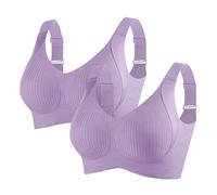 2 Piece Seamless Non Wired Bras Womens UK Sale Full Coverage Bra Ladies Plus Size Everyday Bralette with Adjustable Straps Wireless Support Smooth Minimiser Gathered Underwear Cotton Lingerie