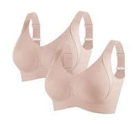 2 Piece Seamless Non Wired Bras Womens UK Sale Full Coverage Bra Ladies Plus Size Everyday Bralette with Adjustable Straps Wireless Support Smooth Minimiser Gathered Underwear Cotton Lingerie