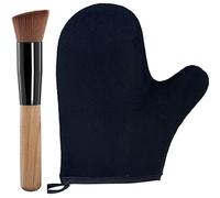 2 Piece Self Tanning Mitt Applicator Set, 1 Self Tanning Glove and 1 Self Tanner Brush, Tan Mitt for Self Tan Fake Bake Sunless Tan (Black)
