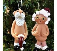 2 Piece SET 5CM Christmas Decorations Naughty Santa Ornament Christmas Tree Hanging Ornaments Naked Santa Funny Xmas Party Decor Secret Santa Gift (5 CM)