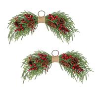 2-Piece Set Artificial Christmas Swags with Norfolk Pine, Red Berries & Cones, 60 cm Christmas Decoration for Door, Fireplace, Stairs, Window Christmas Decoration