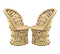 2-Piece Set Boho Style Garden Chair Balcony Garden Seat Decor, Natural