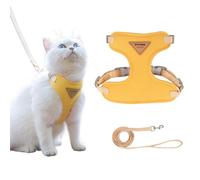 2 Piece Set Cat Harness Escape Proof Kitten Rabbit Harness And Lead Set Lightweight Adjustable Cat Lesh Outfit Breathable No-Pull Pet Vest Puppy Accessories For Small Animals Outdoor Walking (YE S)