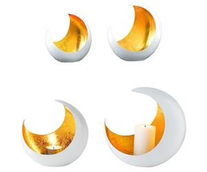 2-Piece Set Decorative Aesthetic Tea Light Holders Candle Holders Moon White