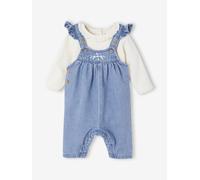 2-Piece Set for Newborns: Denim Dungarees + Bodysuit stone