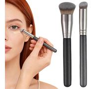 2-Piece Set Foundation Brush Angled Dense and Precision Concealer Brush - Makeup Brushes For Liquid, Cream & Powder Foundation - Dense Bristles, Ergonomic Cylindrical Handle