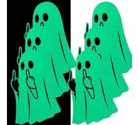 2-piece Set Luminous Ghost Middle Finger Stickers Nighttime Glowing Car Ghost Decorations Halloween Stickers, Ghost Funny