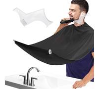 2-piece set Men's Beard Shaping Tool+Beard Bib,Non-Stick Material Beard Apron,for Styling and Trimming Black